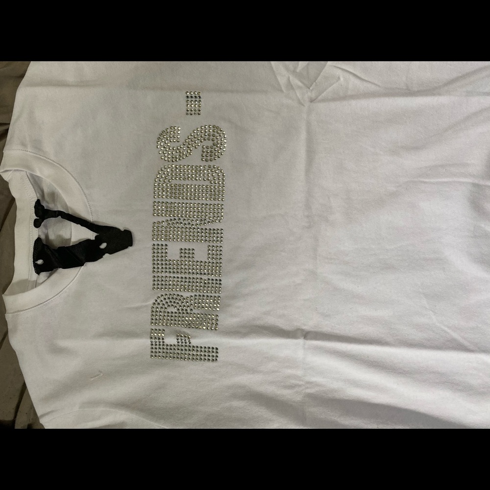 Vlone friends rhinestone white tee